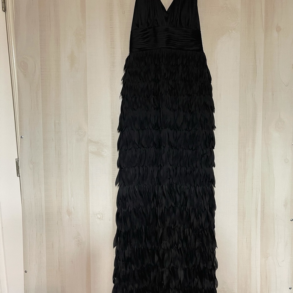 Js Collections Black Halter Feather Formal Dress 2 - image 4